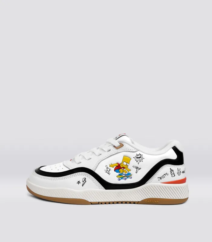 Simpsons UBA White Leather Bart Skateboard Sneaker sold by Cariuma