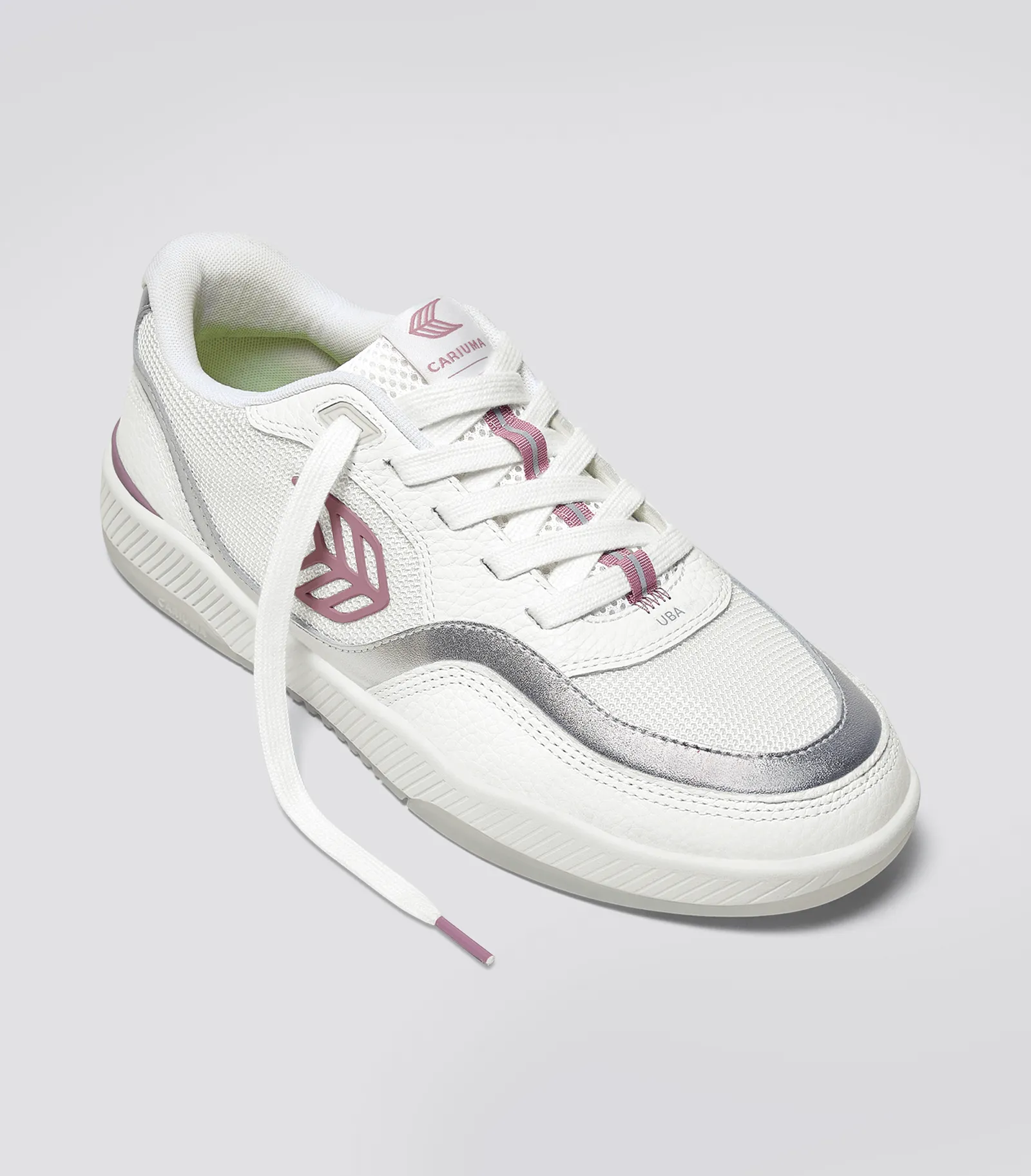 UBA Leather and Suede White Blush Pink Logo Silver Accents sold by Cariuma product image thumbnail 2