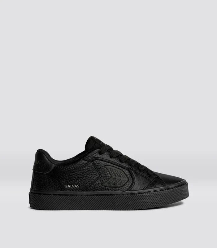 SALVAS Pebbled Leather All Black sold by Cariuma