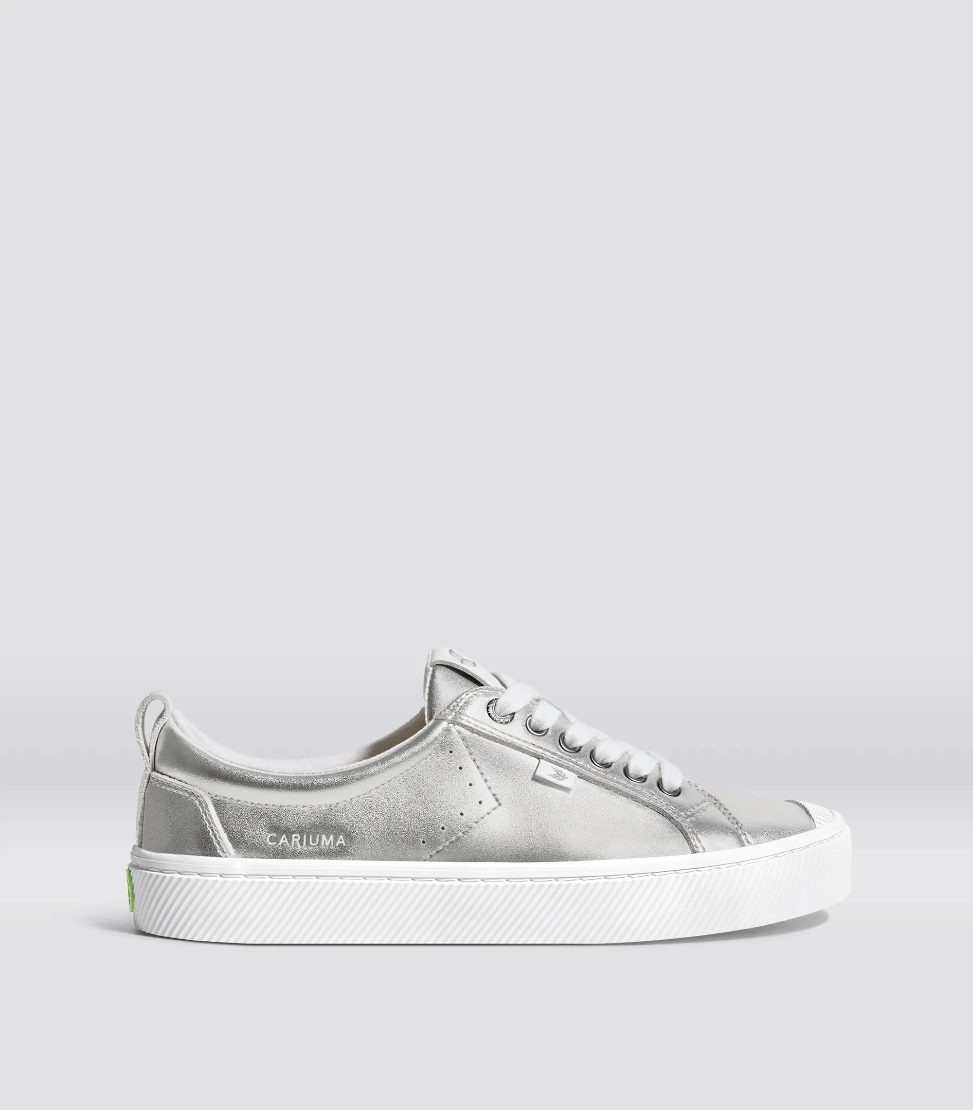 OCA Low Metallic Silver Leather Sneaker sold by Cariuma