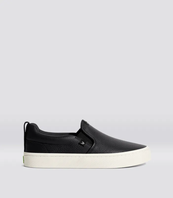 SLIP-ON Pebbled Leather Black sold by Cariuma