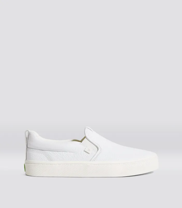 SLIP-ON Pebbled Leather White sold by Cariuma