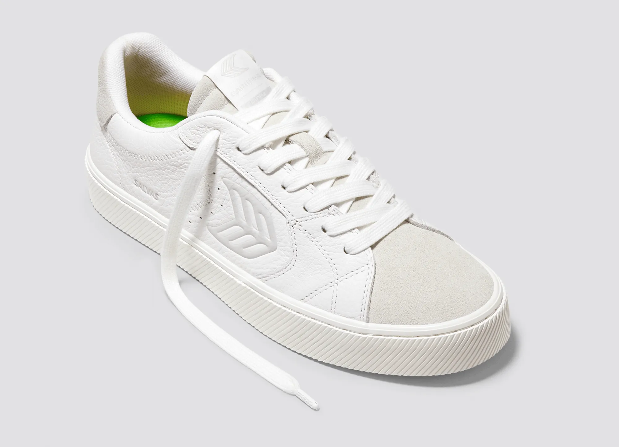 SALVAS Pebbled Leather White Suede Vintage White Ice Logo sold by Cariuma product image thumbnail 4