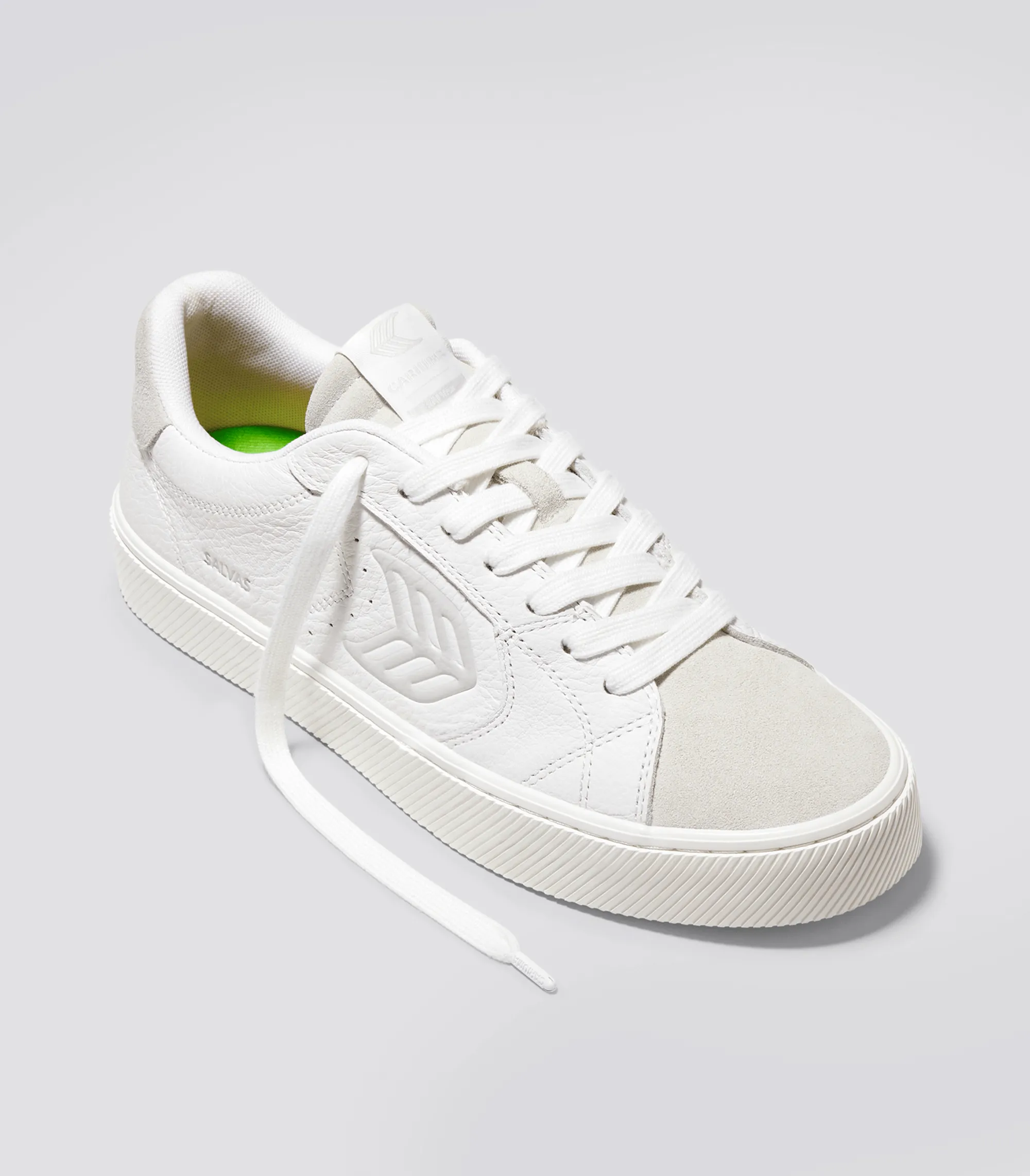SALVAS Pebbled Leather White Suede Vintage White Ice Logo sold by Cariuma product image thumbnail 2