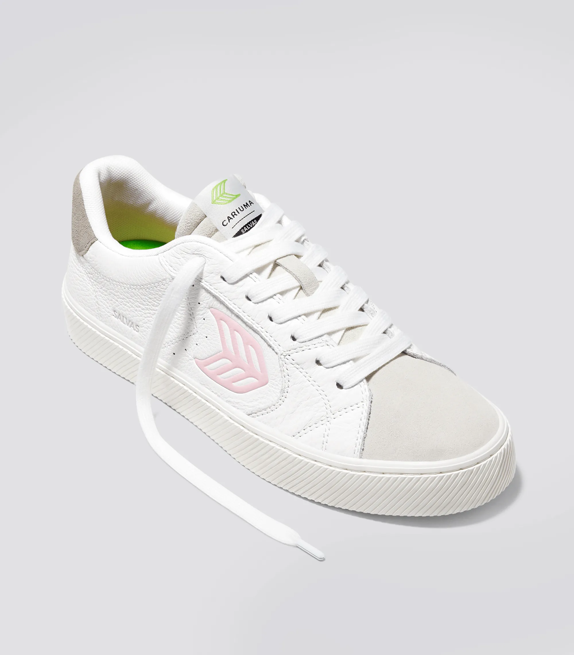 SALVAS Pebbled Leather White Suede Vintage White Rose Logo sold by Cariuma product image thumbnail 2