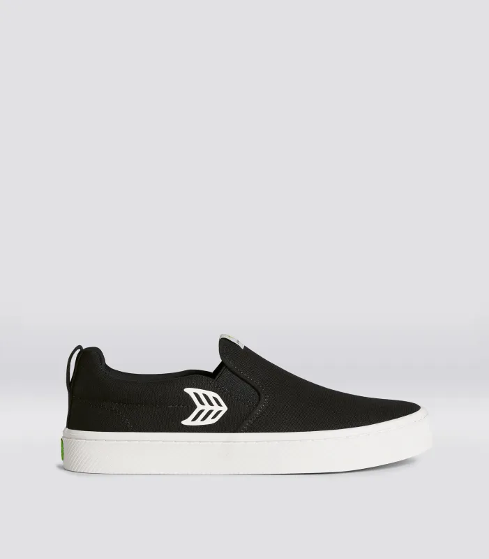 SLIP-ON Canvas Black Off-White Logo sold by Cariuma