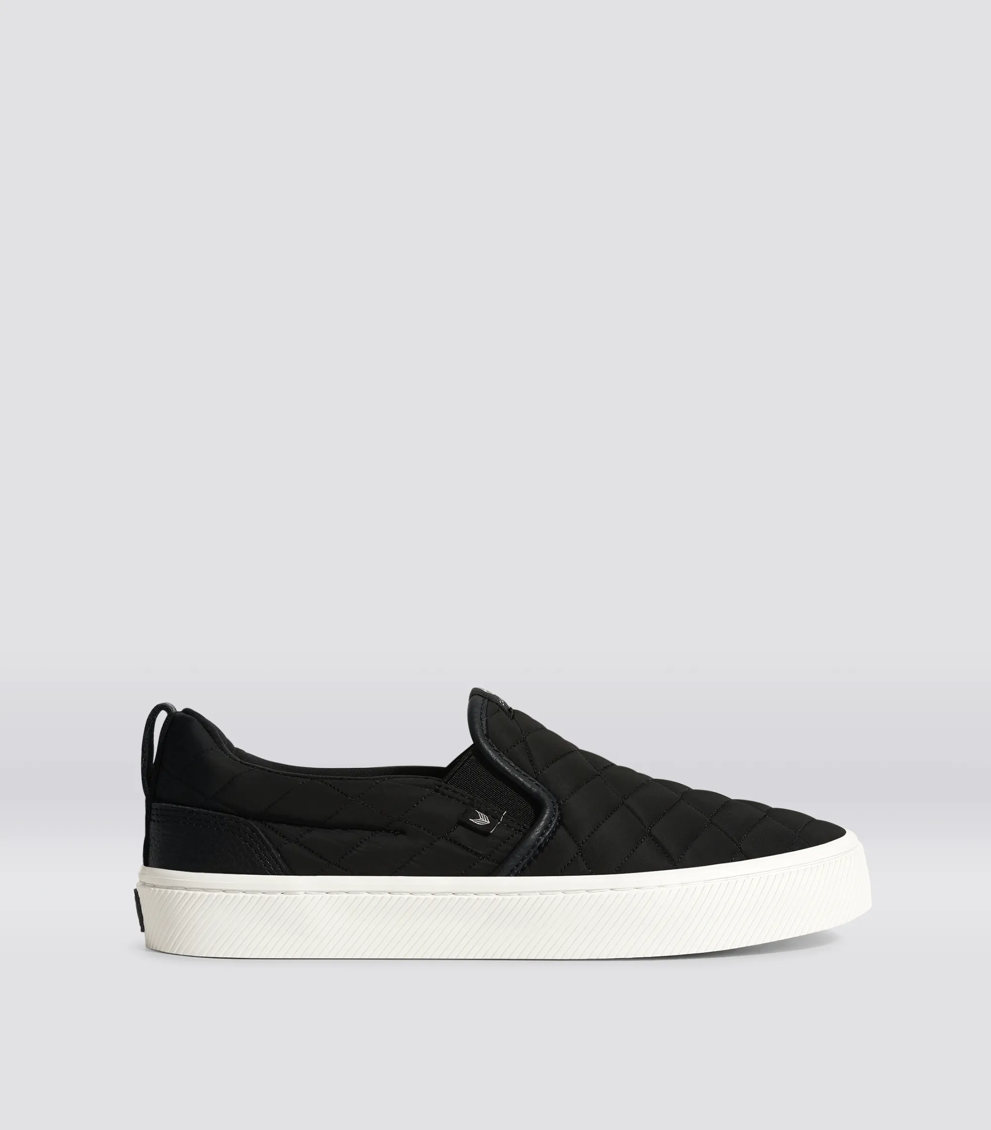 SLIP-ON Pebbled Leather Quilt Black sold by Cariuma