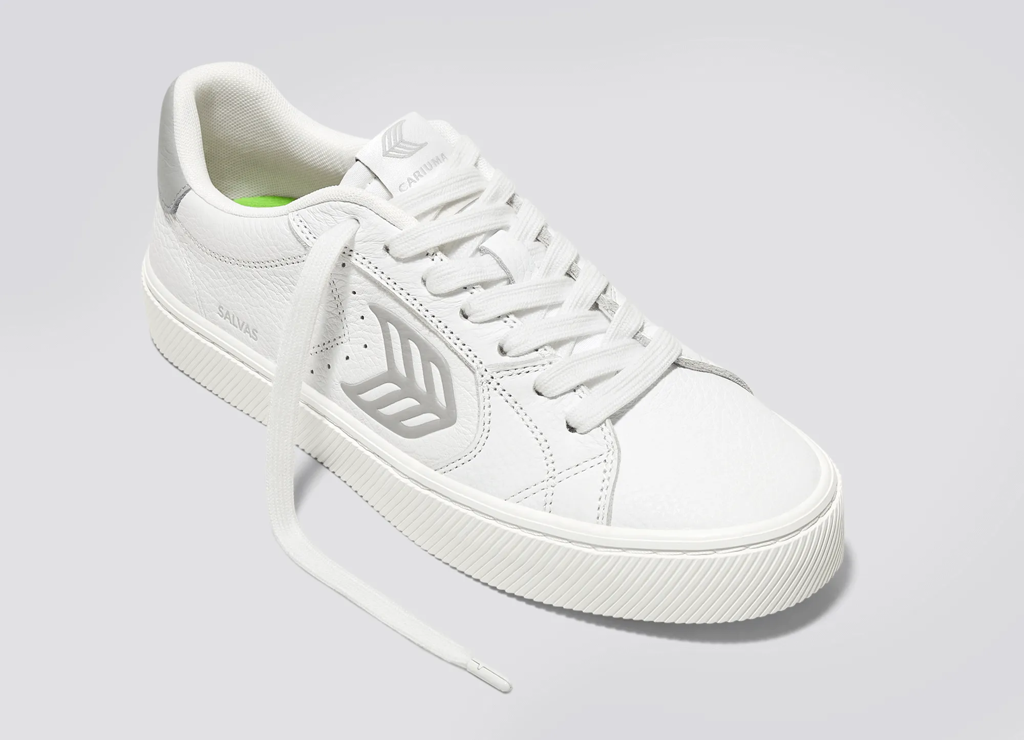 SALVAS Pebbled Leather White Onyx Grey Logo sold by Cariuma product image thumbnail 4