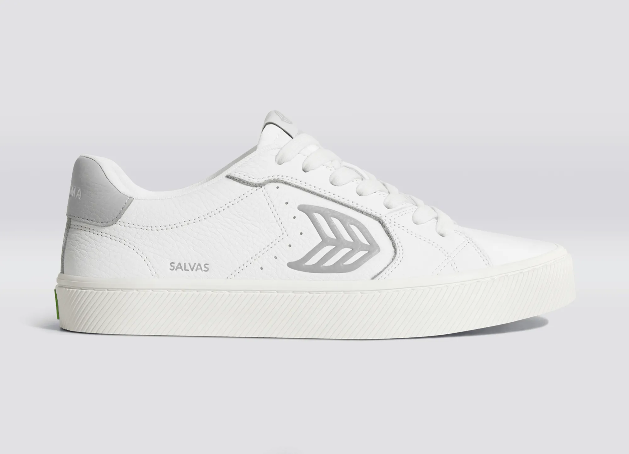 SALVAS Pebbled Leather White Onyx Grey Logo sold by Cariuma product image thumbnail 3