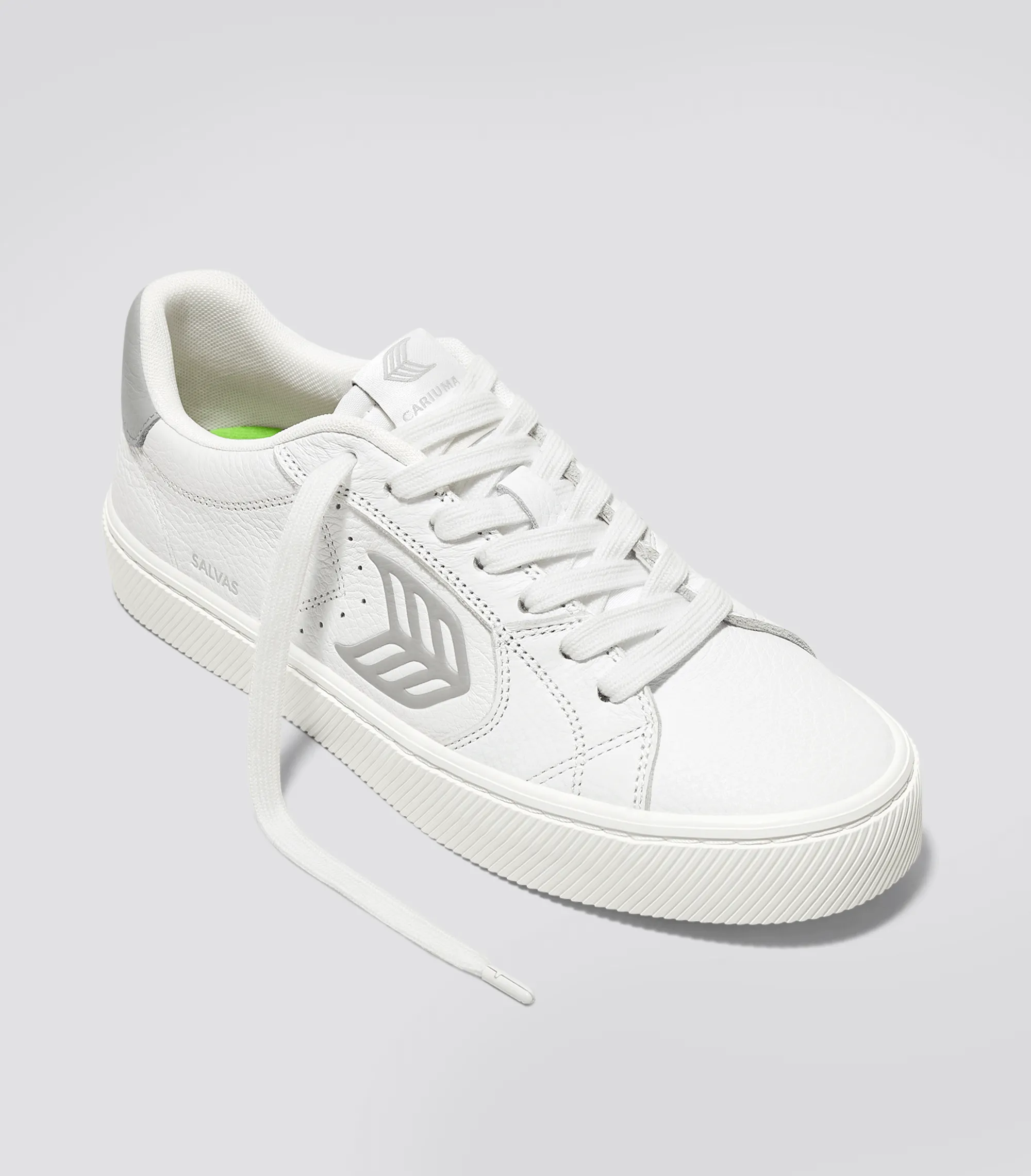 SALVAS Pebbled Leather White Onyx Grey Logo sold by Cariuma product image thumbnail 2