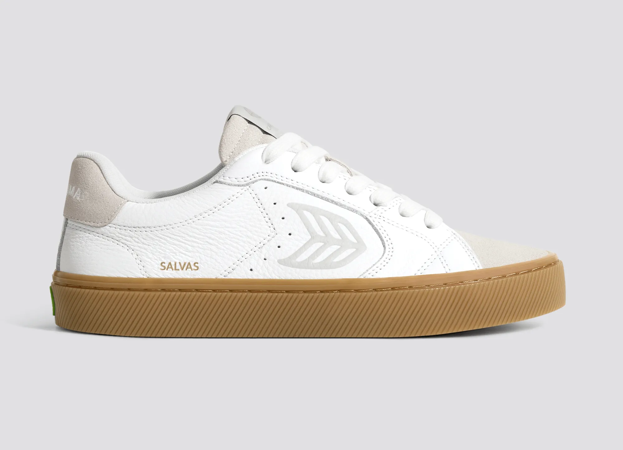 SALVAS Gum White Premium Leather Vintage White Suede Ice Logo Sneaker sold by Cariuma product image thumbnail 3