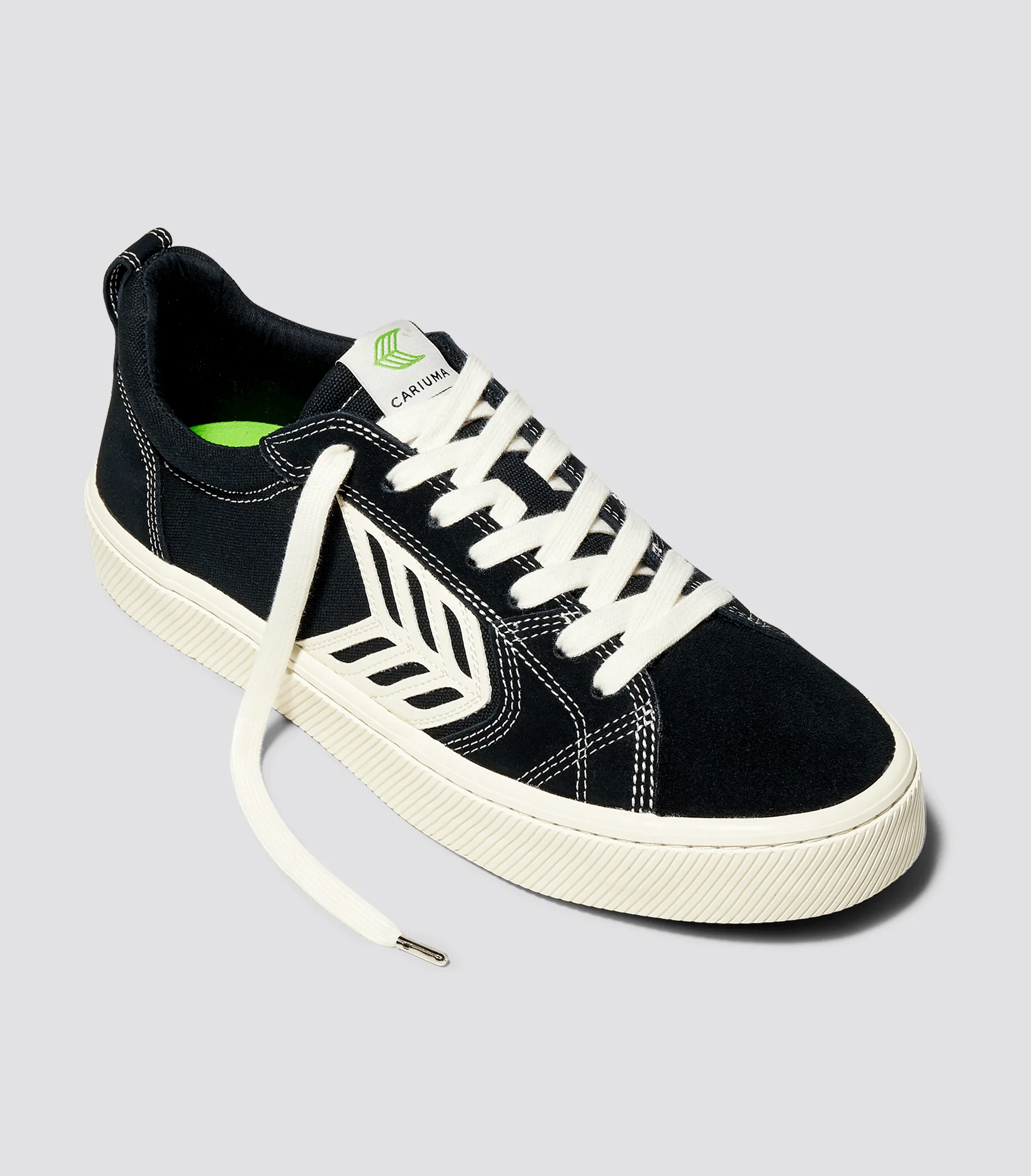 CATIBA PRO Suede and Canvas Contrast Thread Black Ivory Logo sold by Cariuma product image thumbnail 2