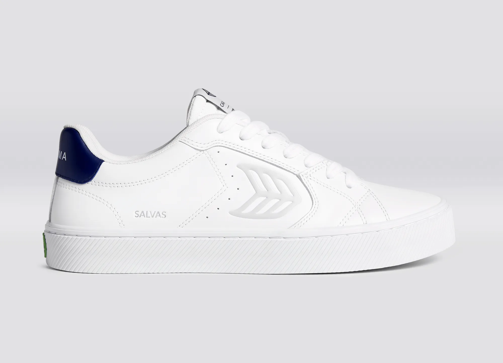 SALVAS Leather White Ice Logo Navy sold by Cariuma product image thumbnail 3