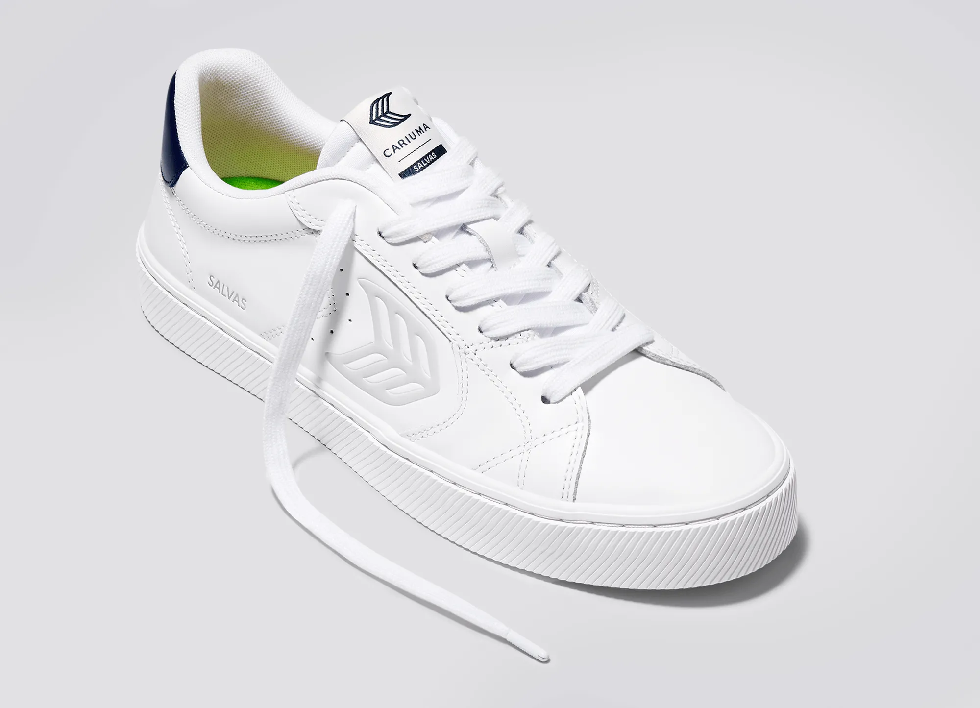 SALVAS Leather White Ice Logo Navy sold by Cariuma product image thumbnail 4