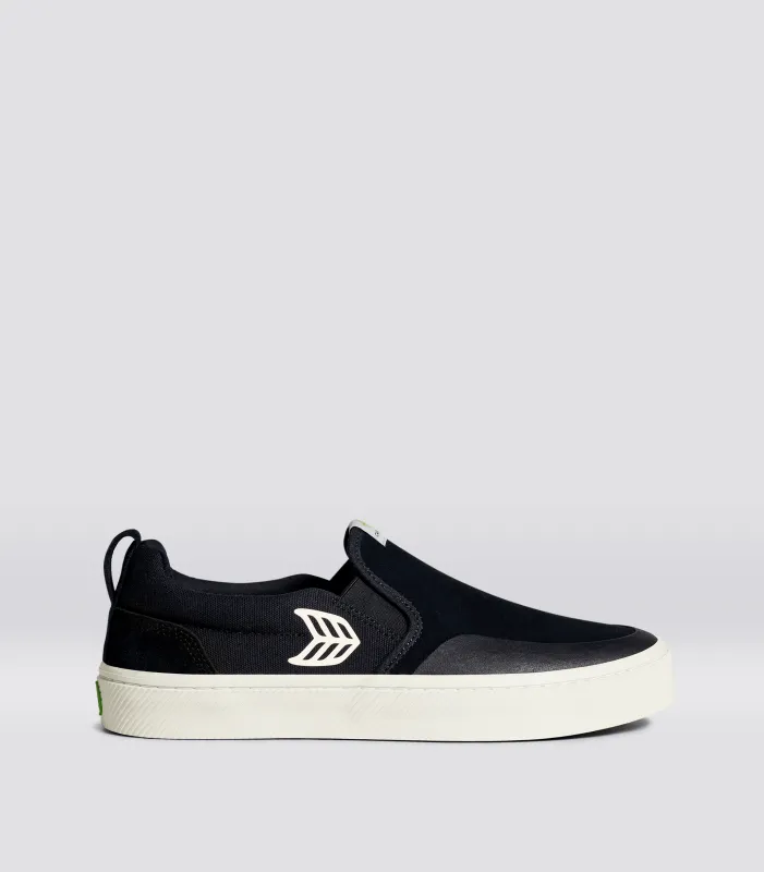 SLIP-ON PRO Suede and Canvas Black Ivory Logo sold by Cariuma