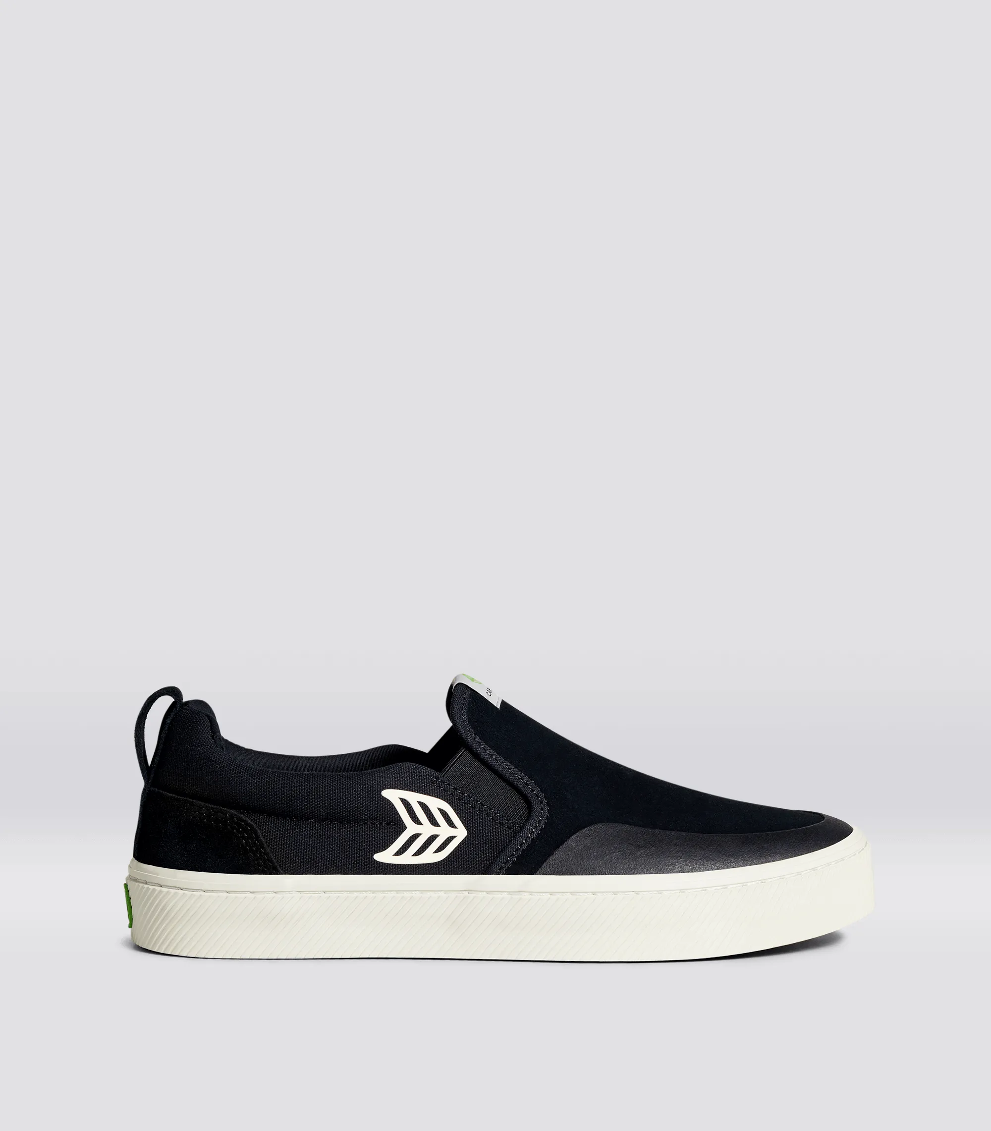 SLIP-ON PRO Suede and Canvas Black Ivory Logo sold by Cariuma
