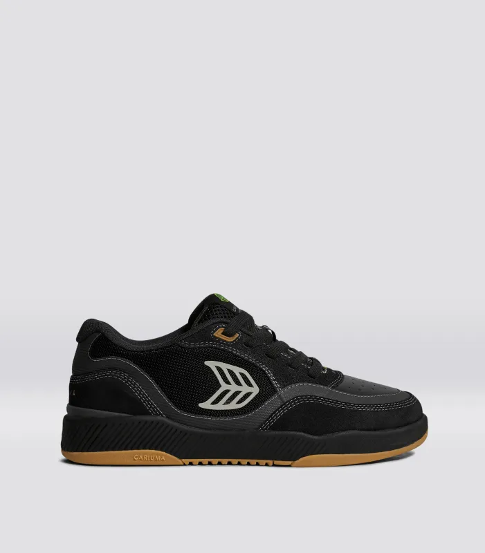 UBA PRO Black Suede and Mesh Silver Cloud Logo Sneaker sold by Cariuma