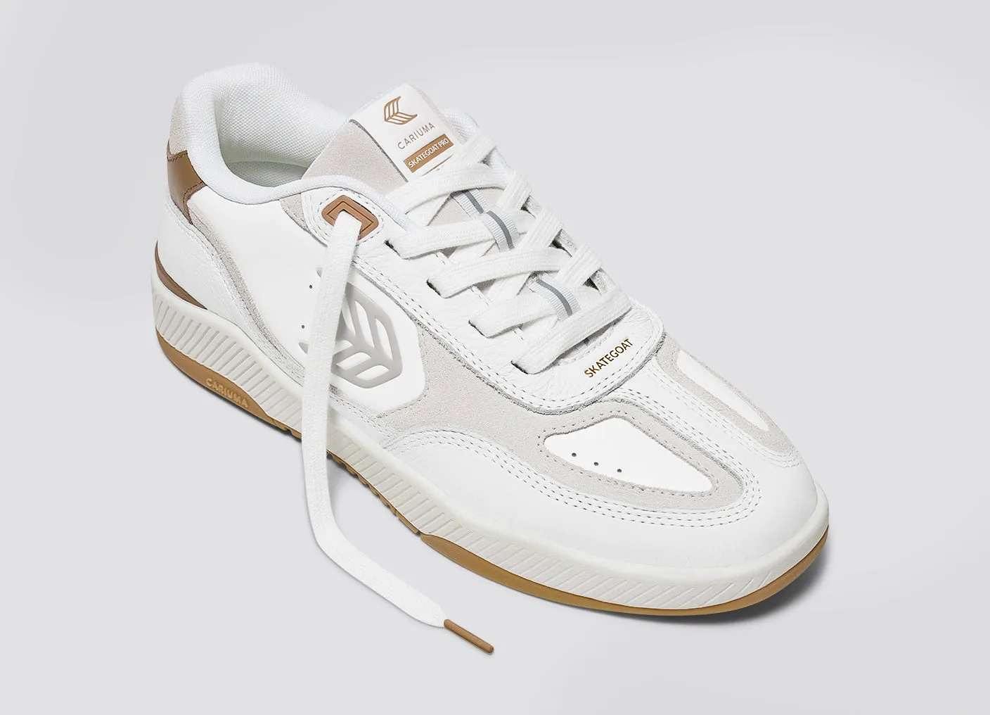 Skategoat C25 White Leather Silver Cloud Logo Camel Sneaker sold by Cariuma product image thumbnail 4