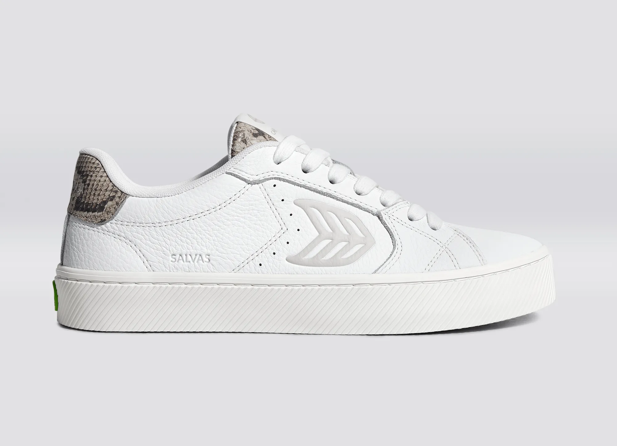SALVAS White Leather Silver Cloud Logo Snake Skin Print Sneaker sold by Cariuma product image thumbnail 3