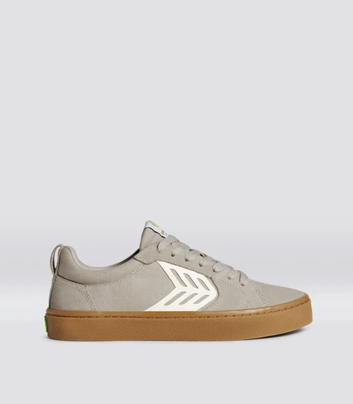 CATIBA PRO Gum Cloud Grey Suede and Canvas Ivory Logo Sneaker Women sold by Cariuma