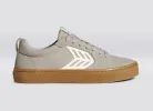 CATIBA PRO Gum Cloud Grey Suede and Canvas Ivory Logo Sneaker Women sold by Cariuma