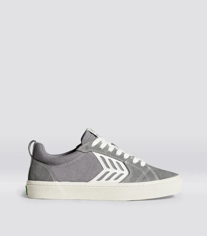 CATIBA PRO Suede and Canvas Contrast Thread Charcoal Grey Ivory Logo sold by Cariuma