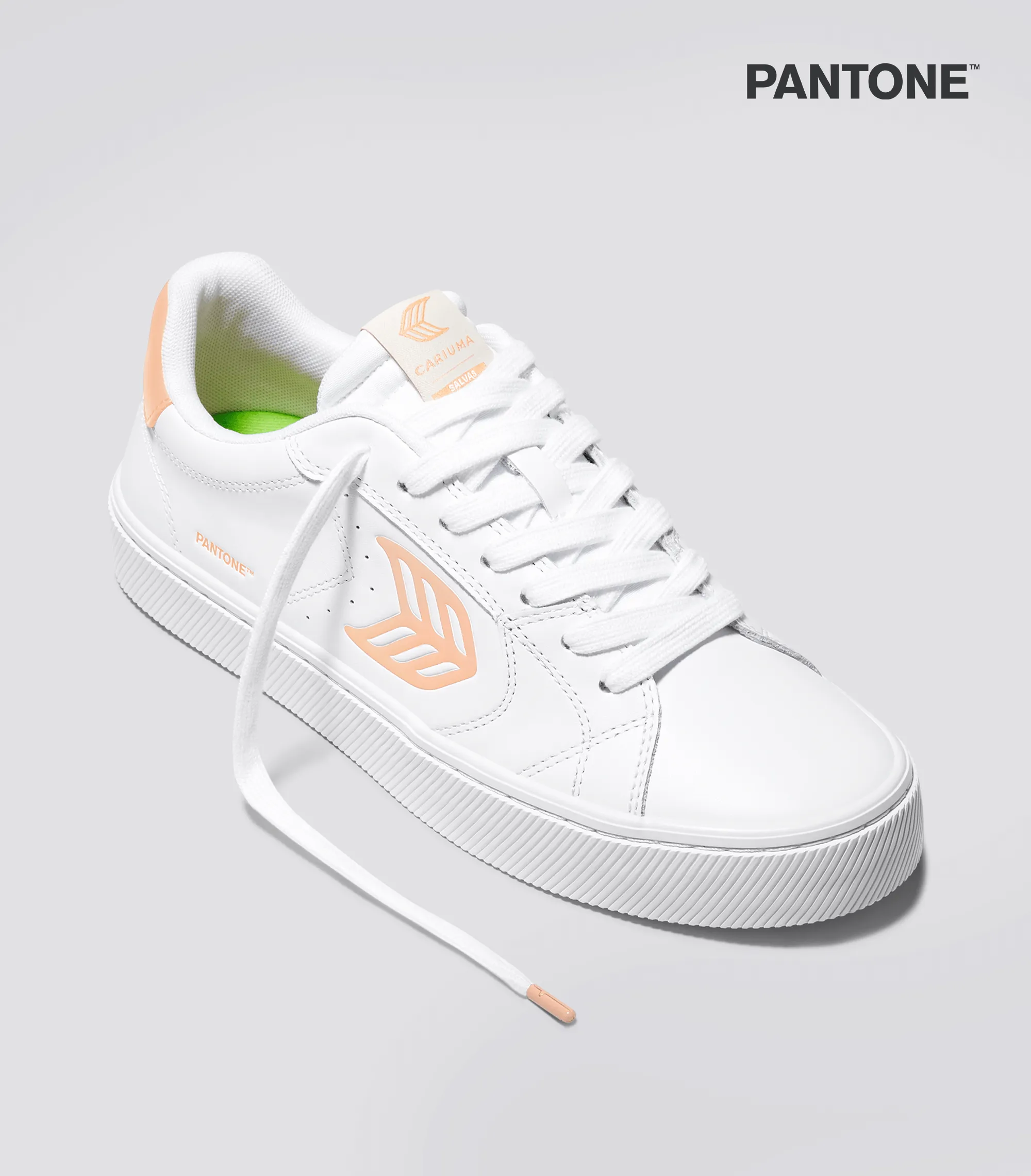 PANTONE SALVAS Leather White Peach Fuzz Logo sold by Cariuma product image thumbnail 2