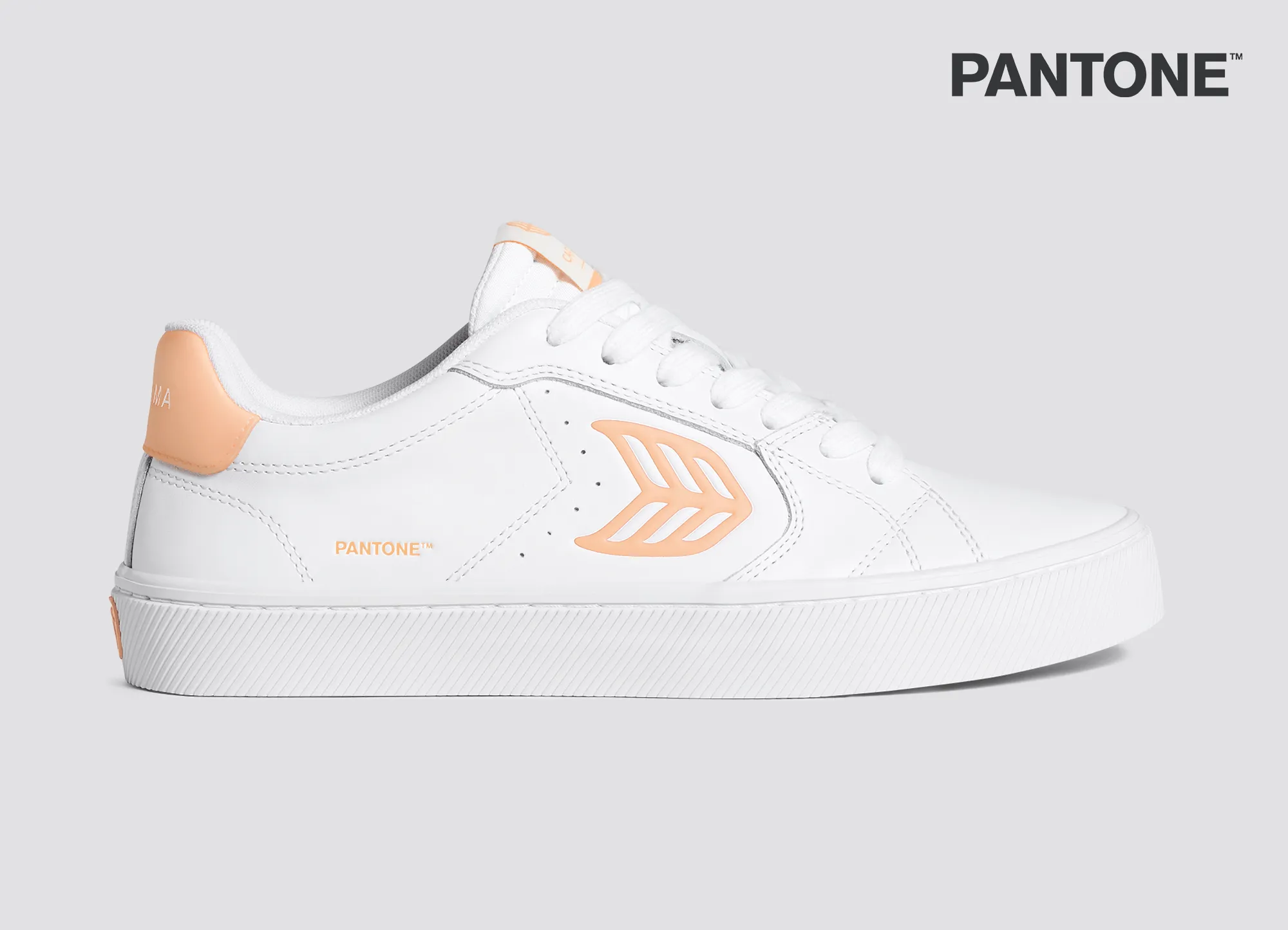 PANTONE SALVAS Leather White Peach Fuzz Logo sold by Cariuma product image thumbnail 3