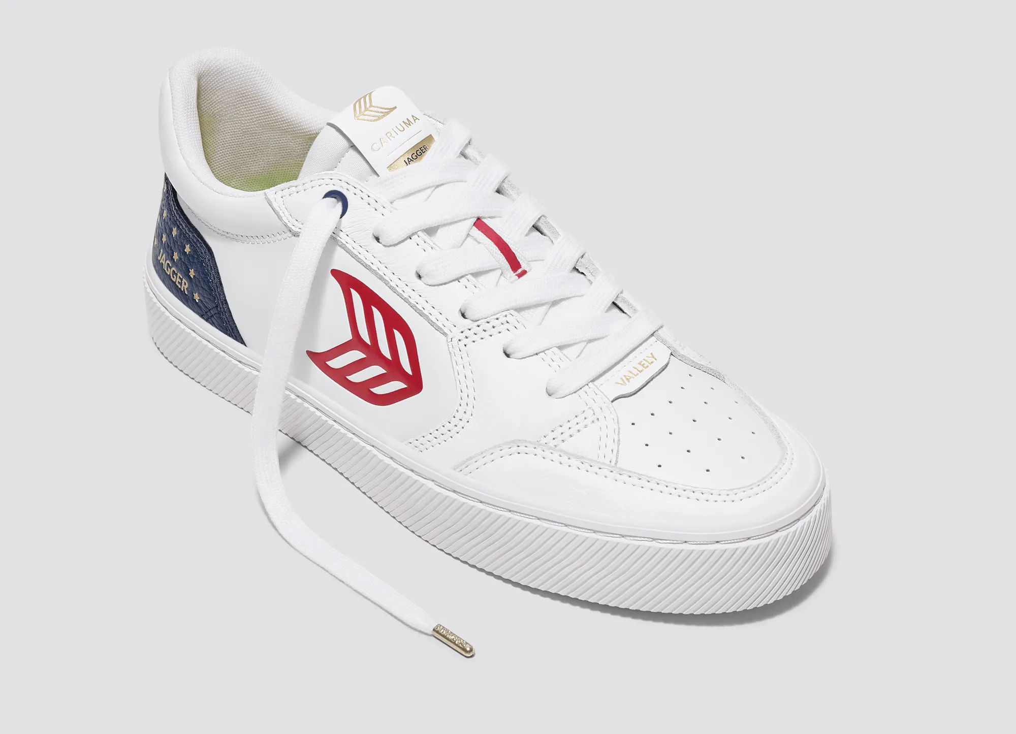 VALLELY PRO Jagger 2024 White Leather Blue Accents Red Logo Sneaker Men sold by Cariuma product image thumbnail 4