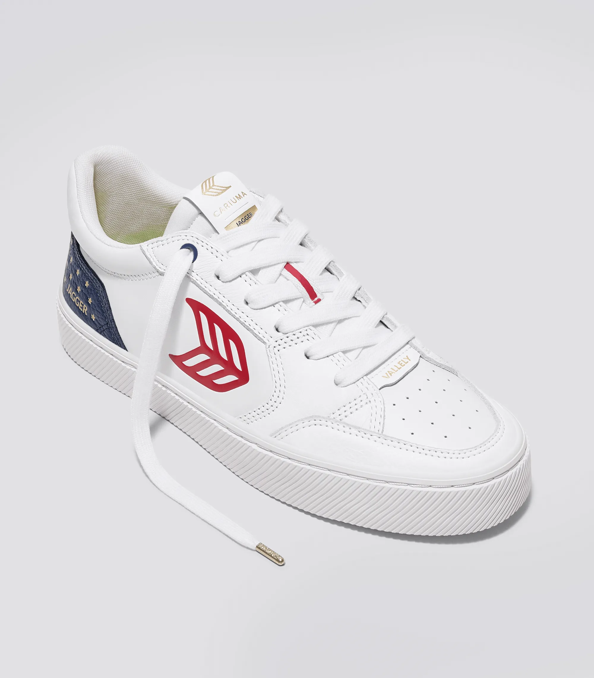 VALLELY PRO Jagger 2024 White Leather Blue Accents Red Logo Sneaker Men sold by Cariuma product image thumbnail 2