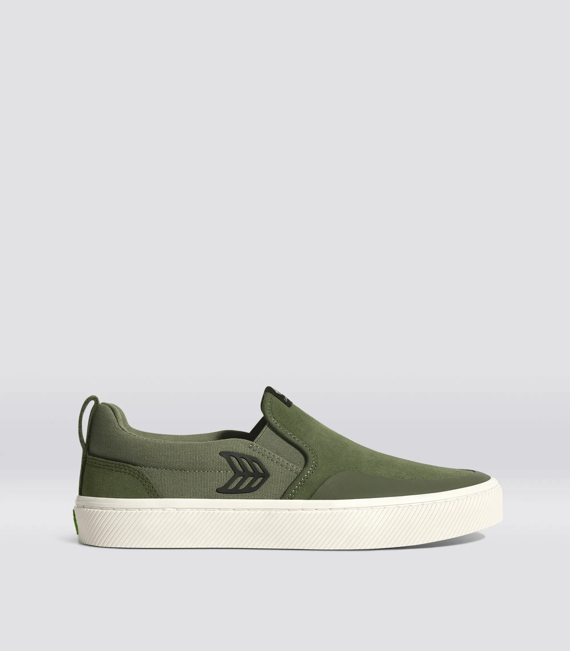 SLIP-ON PRO Bronze Green Suede Deep Lichen Green Canvas Dark Green Logo Sneaker Men sold by Cariuma