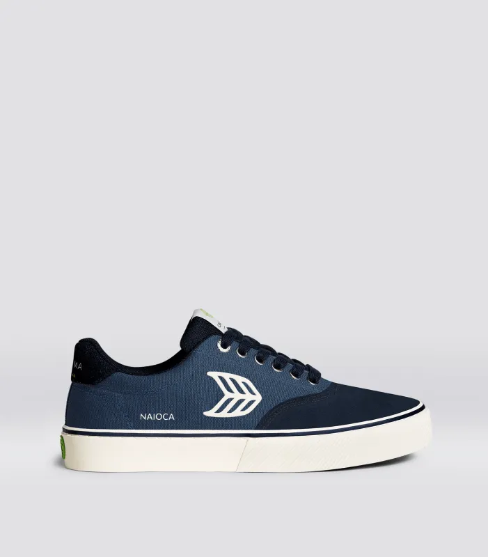 NAIOCA PRO Suede Navy Canvas Shadow Blue Ivory Logo made by Cariuma