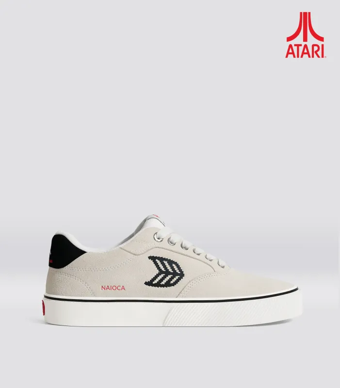 ATARI NAIOCA Suede Smoke White Black Logo sold by Cariuma