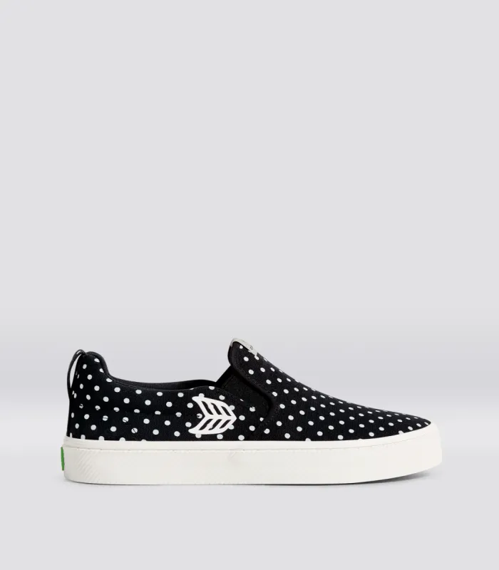 SLIP ON Black Canvas White Polka Dots Sneaker Men sold by Cariuma