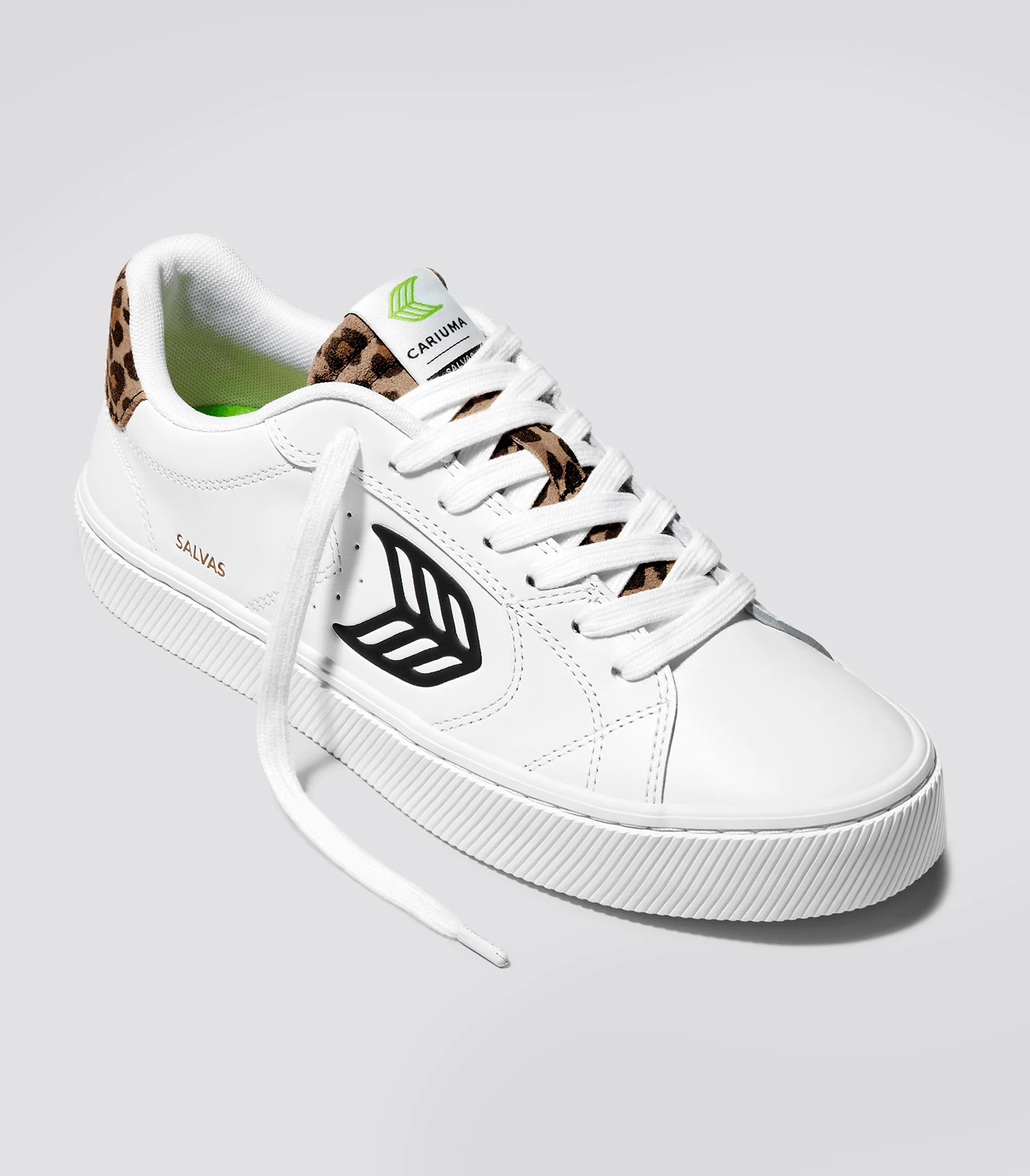 SALVAS White Leather Black Logo Leopard Print Sneaker Women sold by Cariuma product image thumbnail 2