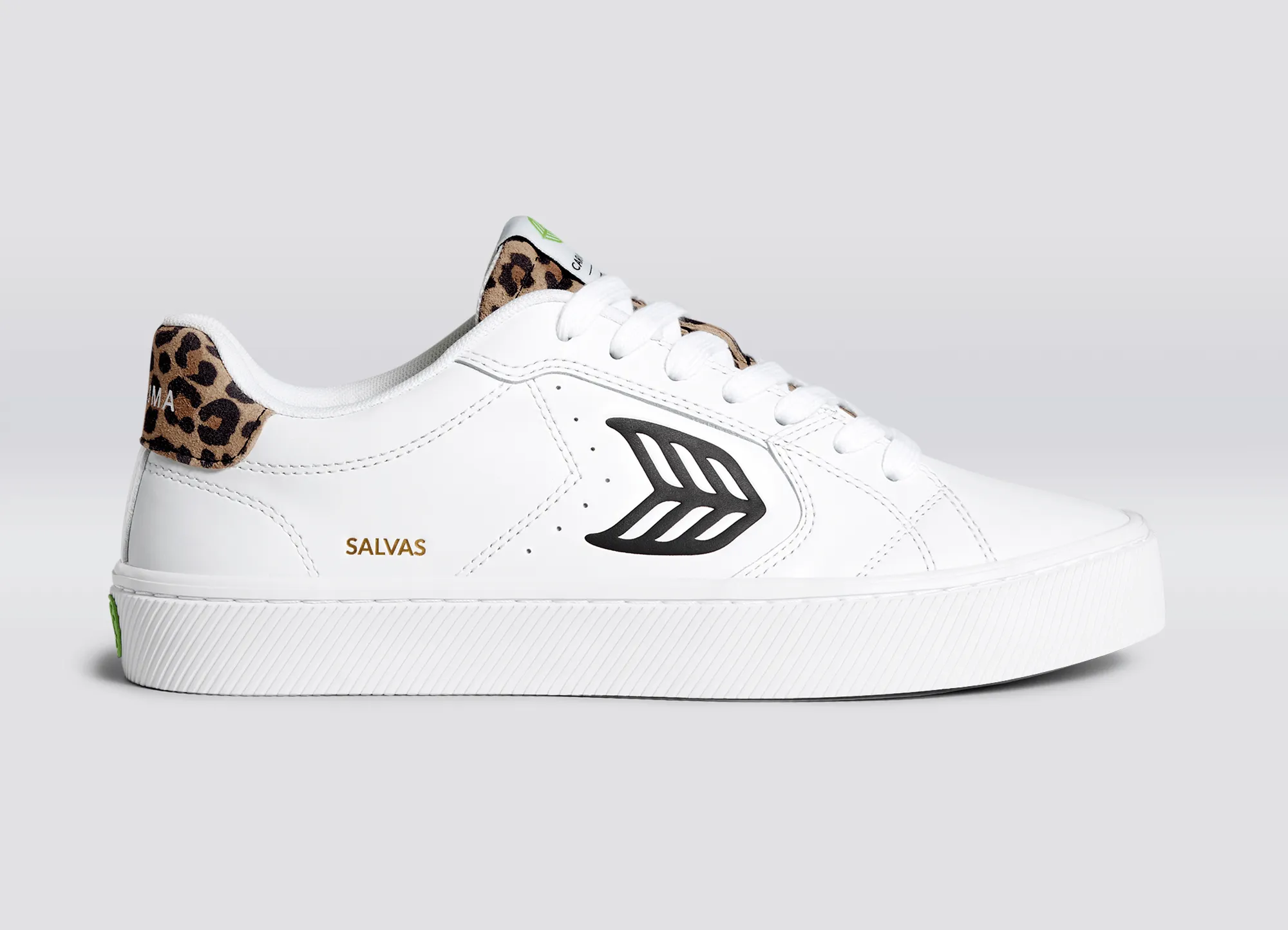 SALVAS White Leather Black Logo Leopard Print Sneaker Women sold by Cariuma product image thumbnail 3