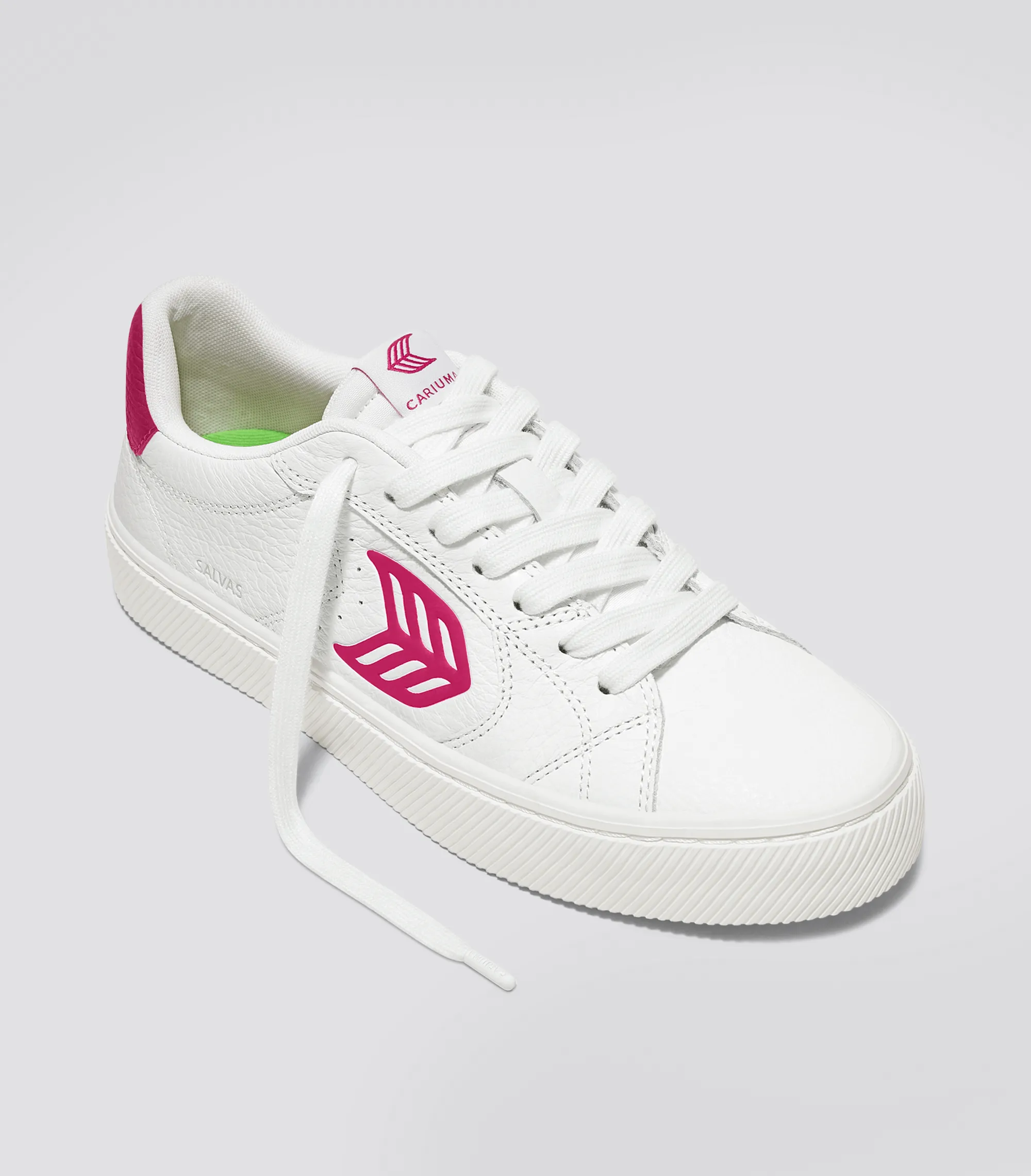 SALVAS White Premium Leather Jazzy Pink Logo Sneaker Men sold by Cariuma product image thumbnail 2
