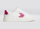 SALVAS White Premium Leather Jazzy Pink Logo Sneaker Men sold by Cariuma