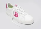 SALVAS White Premium Leather Jazzy Pink Logo Sneaker Men sold by Cariuma