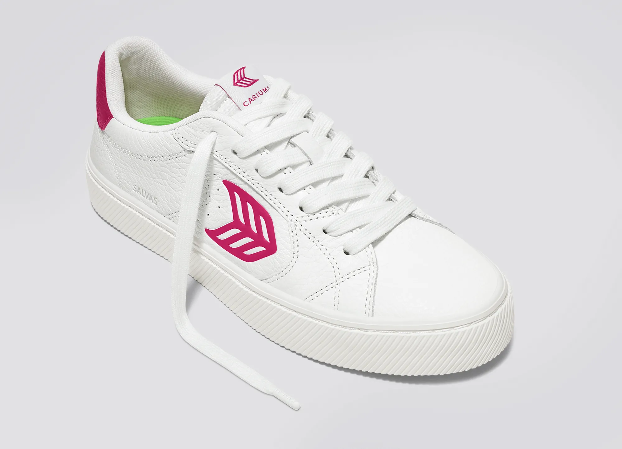 SALVAS White Premium Leather Jazzy Pink Logo Sneaker Men sold by Cariuma product image thumbnail 4