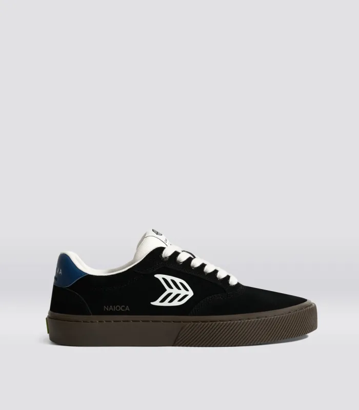 NAIOCA Black Suede Off-White Logo Shadow Blue Sneaker Women sold by Cariuma