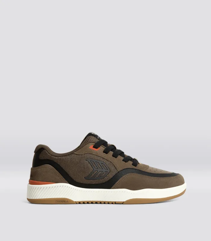 UBA PRO Dark Khaki Suede and Mesh Black Logo Sneaker Women sold by Cariuma