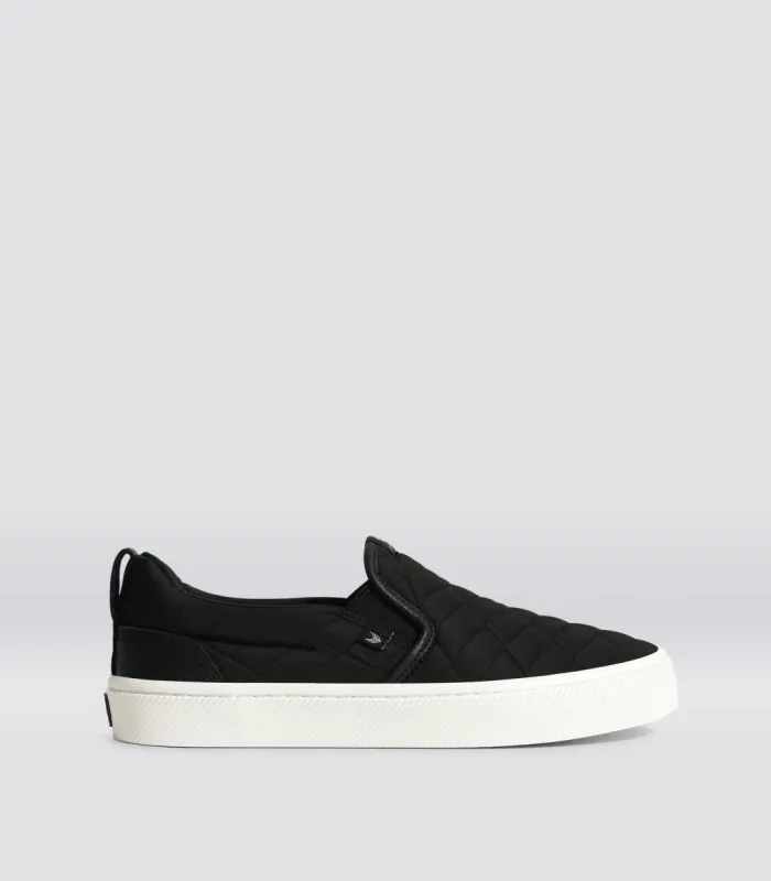 SLIP-ON Quilt Black Premium Leather Sneaker Men sold by Cariuma