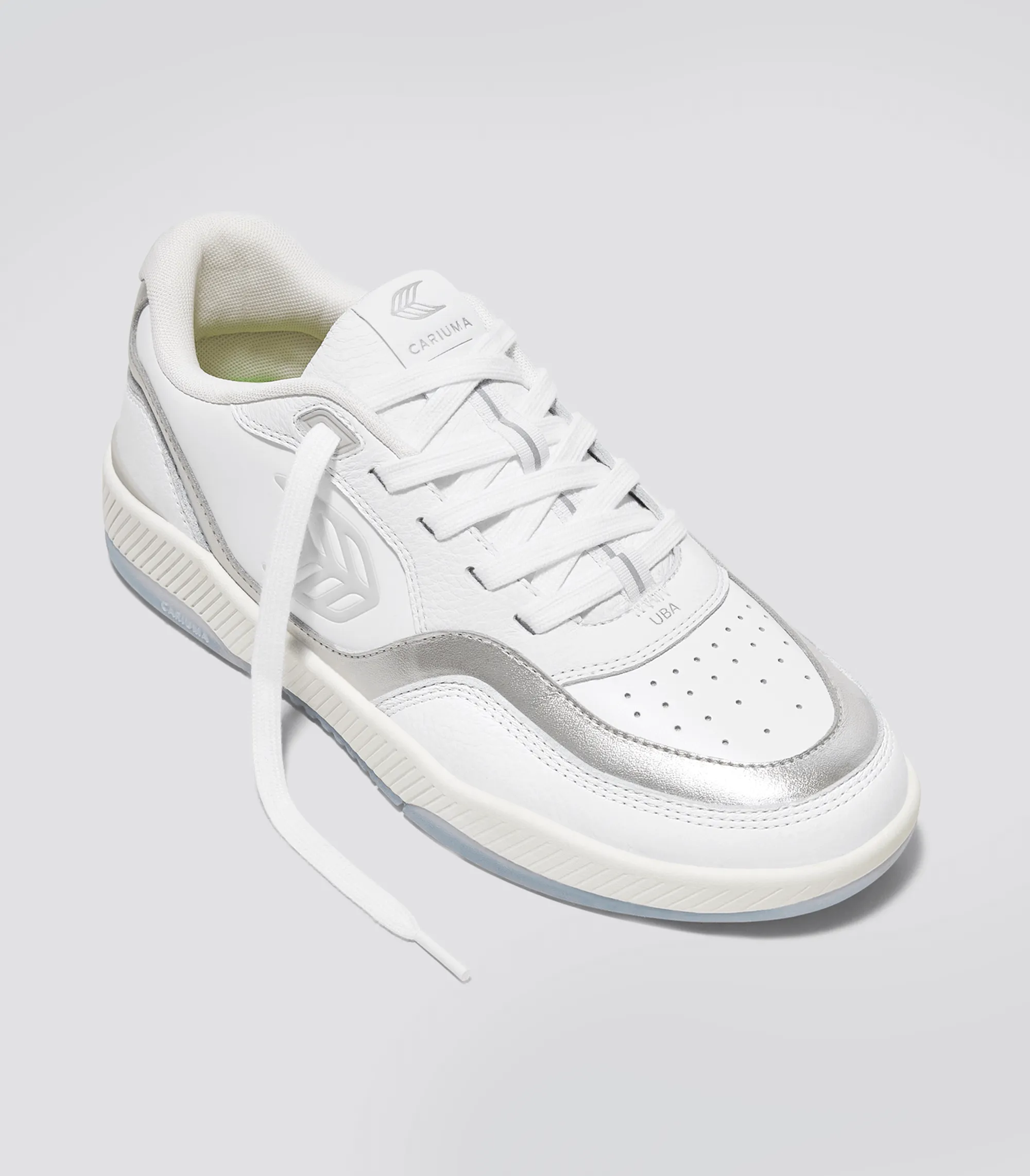 UBA White Leather Metallic Accents Ice Logo Sneaker Men sold by Cariuma product image thumbnail 2