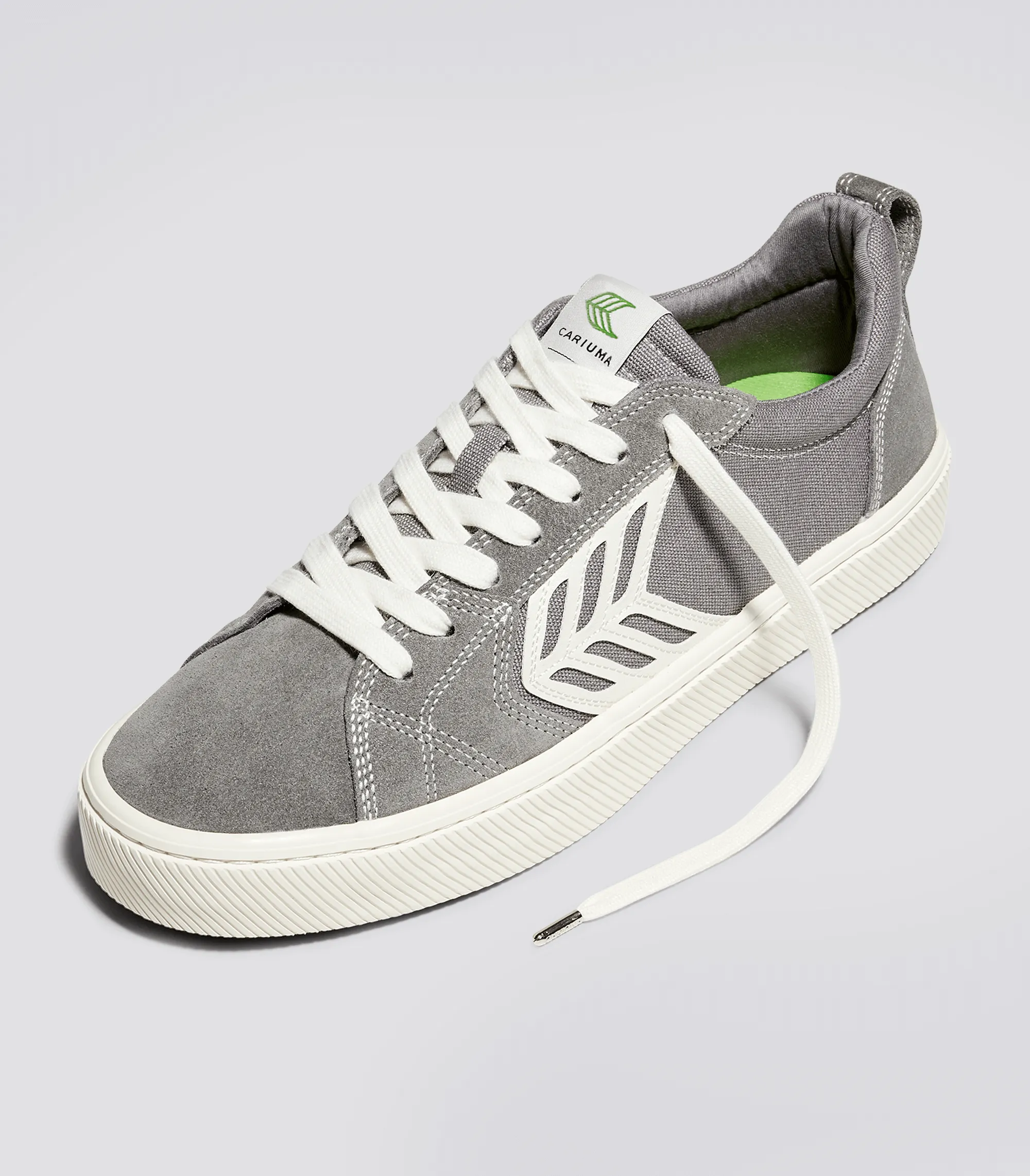 CATIBA PRO Low Charcoal Grey Suede and Canvas Contrast Thread Ivory Logo Sneaker Women Left sold by Cariuma product image thumbnail 2