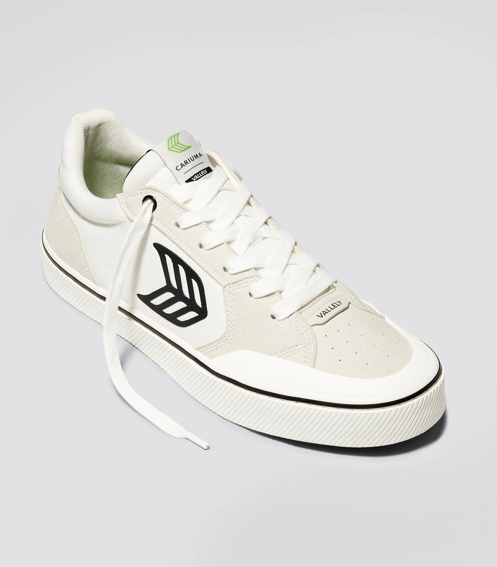VALLELY PRO Vintage White Suede and Off-White Cordura Black Logo Sneaker Men sold by Cariuma product image thumbnail 2