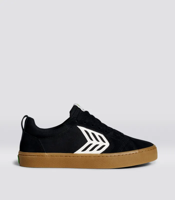 CATIBA PRO Low Gum Black Suede and Canvas Ivory Logo Sneaker Women Right sold by Cariuma