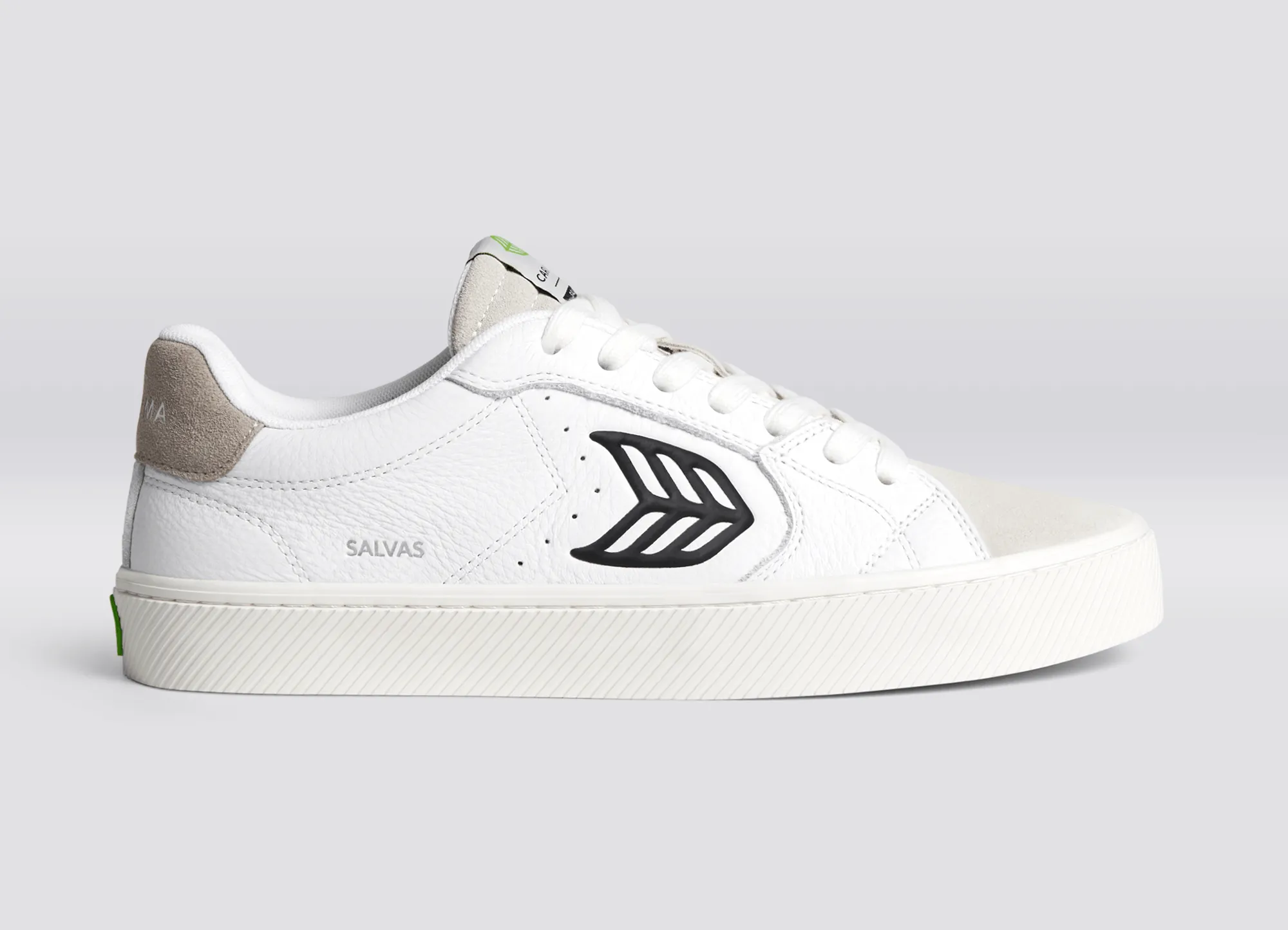 SALVAS White Premium Leather Vintage White Suede Black Logo Sneaker Men sold by Cariuma product image thumbnail 3