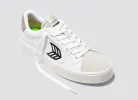 SALVAS White Premium Leather Vintage White Suede Black Logo Sneaker Men sold by Cariuma