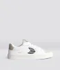 SALVAS White Premium Leather Vintage White Suede Black Logo Sneaker Men sold by Cariuma